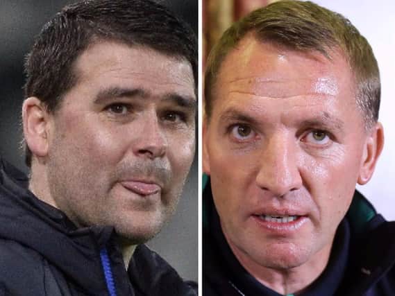 Linfield boss David Healy and Celtic manager Brendan Rodgers