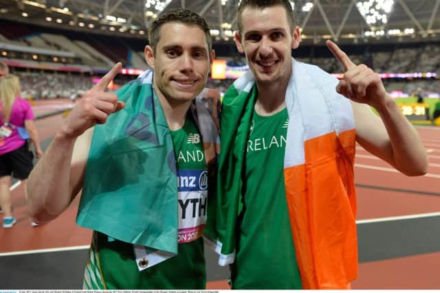 Jason Smyth, left, and Michael McKillop of Ireland Gold Medal Winners during the 2017 Para Athletics World Championships at the Olympic Stadium in London