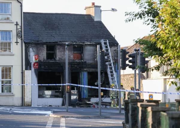 A fast food outlet and a first floor flat have sustained major damage in an overnight fire in Banbridge. This is the second fire at the premises in two weeks.

Pics by Philip Magowan, PressEye