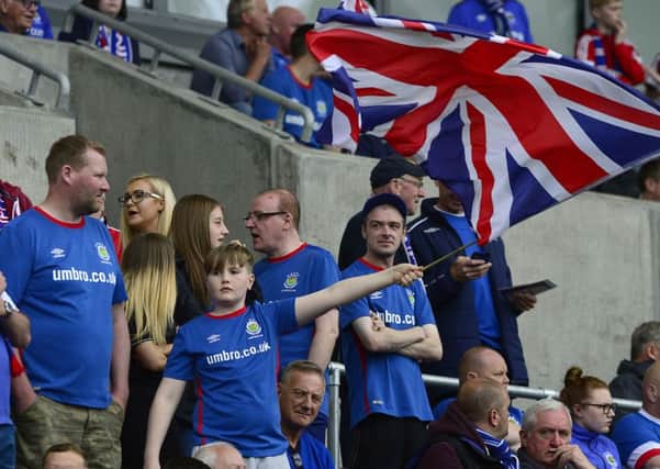 Linfield fans at the Champions League qualifier first leg in Belfast last Friday