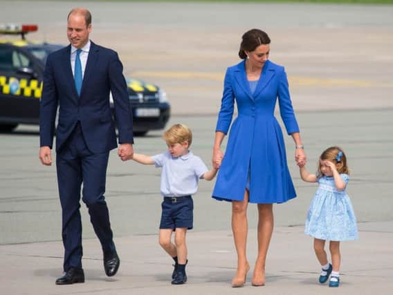 The Duke and Duchess of Cambridge with Prince George and Princess Charlotte leave Warsaw, Poland, as they head to Germany