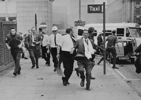 The scenes of panic at Oxford Street bus station on Bloody Friday, July 21, 1972.
