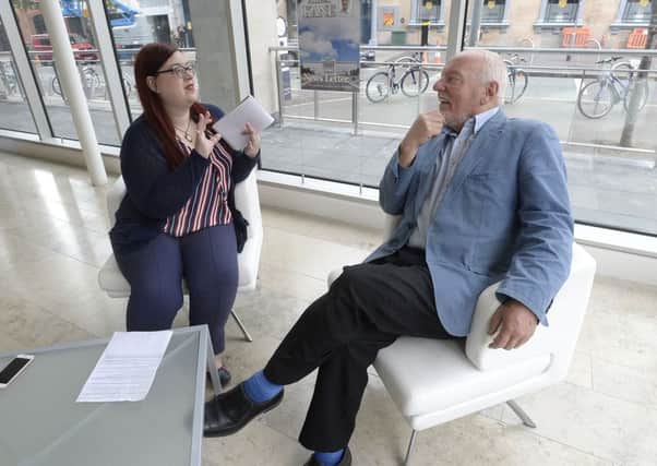 Pacemaker Press Belfast  28-06-2017: The Newsletter's Julie Ann Spence pictured interviewing Cllr Jeff Dudgeon.
Picture By: Arthur Allison.