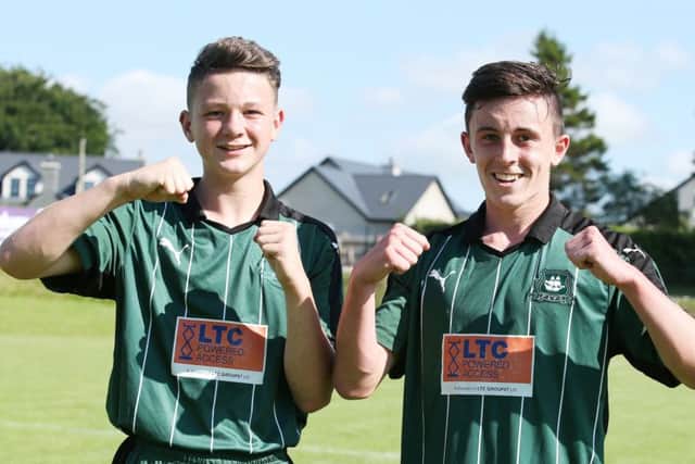Plymouth Argyle goal scores Oscar Massey and  Joe Seery after the win over Co Tyrone