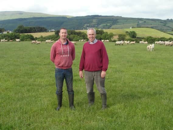 UGS President Sam Watson (right) discussing preparations for the forthcoming farm walk with host farmer Eoin McCambridge.