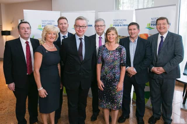 George Mullan, ABP Food Group; Tracy Hamilton, Mash Direct; Chris McAlinden, Dale Farm; The Rt Hon Michael Gove MP, Secretary of State for Environment, Food and Rural Affairs; Tony ONeill, Dunbia; Janet McCollum, Moy Park; Declan Billington, NIFDA and Michael Bell, NIFDA