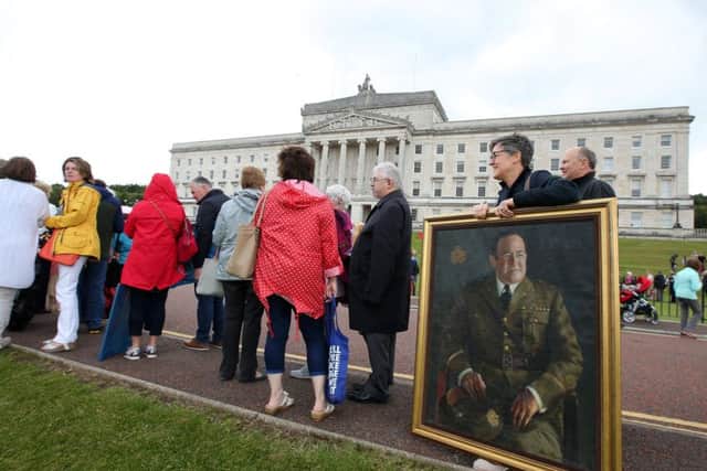 Queues were long at Stormont on Saturday as people brought items large and small