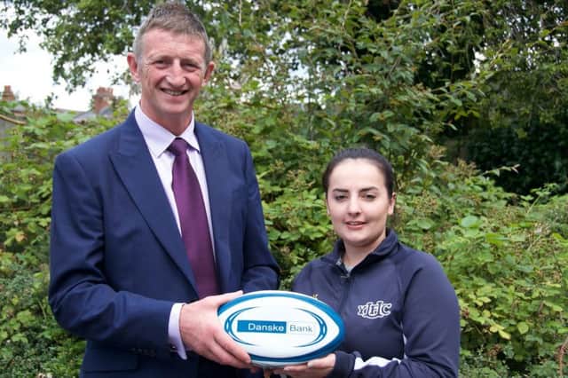 Robert  McCullough, Head of Agribusiness, from sponsor Danske Bank is pictured with Corrina Fleming, YFCU Programmes Officer.