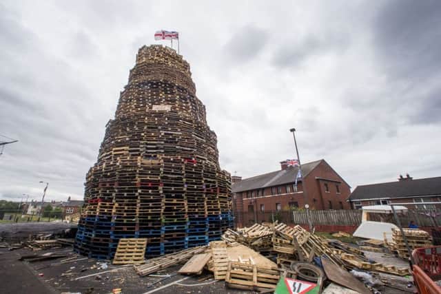 A  bonfire at Bloomfield Walkway in Belfast