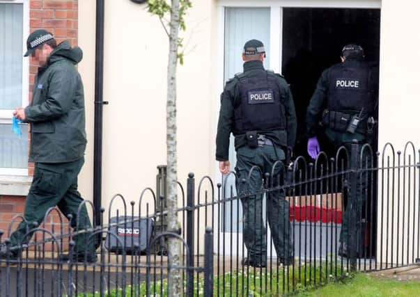 PSNI at Racecourse Drive, off the Glengalliagh Road, Londonderry, where shots were fired at a house on Monday evening. Photo by Lorcan Doherty / Presseye.com