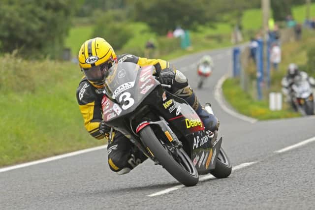 Joey Dunlop's son Gary in action at the Ulster Grand Prix in 2016 in the Ultra-Lightweight race.