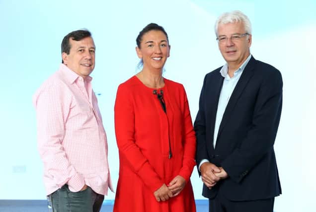 UltraLinq CEO Stephen Farber, pictured left, with Intelesens CFO Deirdre Francis and co-founder and CTO professor James McLaughlin