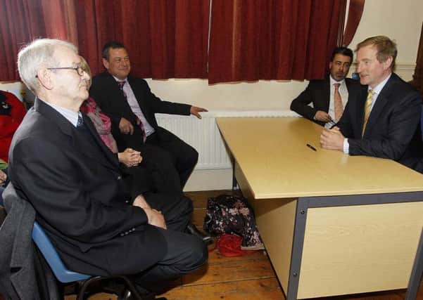 Kingsmills massacre survivor Alan Black meeting then Taoiseach Enda Kenny in Bessbrook in March 2015, where Mr Kenny promised full disclosure on security files relating to the atrocity. Mr Black says the former Taoiseach broke his promises and failed to deliver. Photo Aidan O'Reilly/Pacemaker Press
