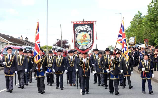 Co Fermanagh Grand Black Perceptory during their annual county demonstration in Lisnaskea