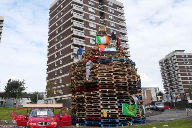 A bonfire in the nationalist New Lodge area of north Belfast that was due to be set alight on Tuesday night