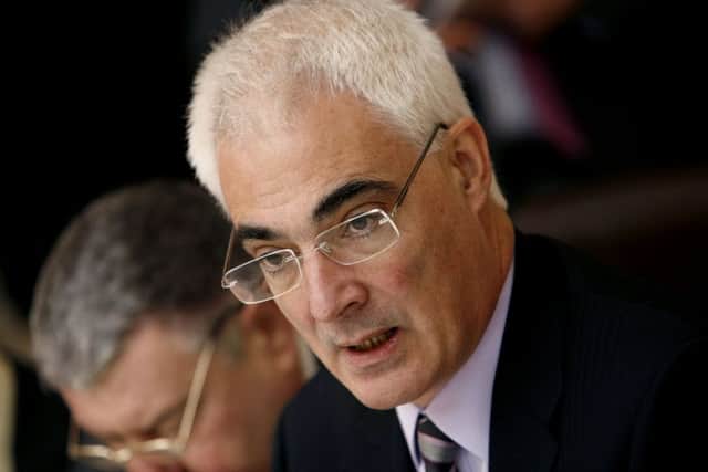 The then Chancellor Alistair Darling speaking in Bradford in 2008
