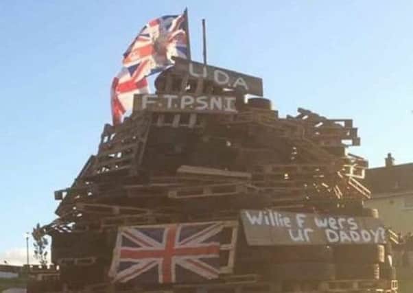 The anti-internment bonfire at Camlough Road in Newry