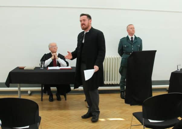Actor Paddy McGennity playing Thomas D'arcy McGee, who prosecuted Padraig Pearse at trial. Picture: Donal O'Hanlon.
