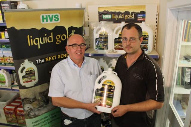 David Elwood, from HVS Animal Health (left), chatting with David Kelly, from East Down Farmers Co-op earlier this week