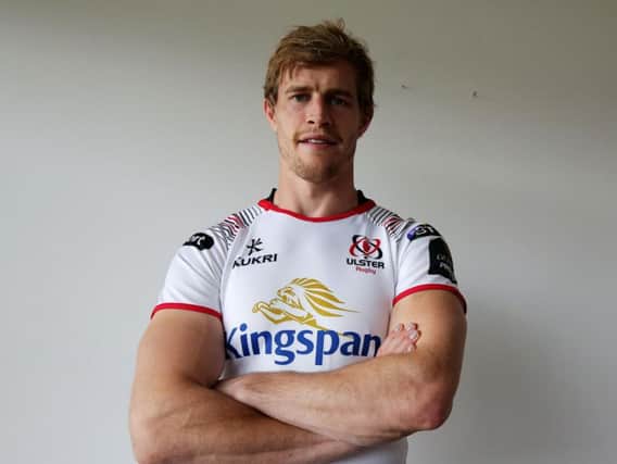 Andrew Trimble wearing the new Ulster home shirt