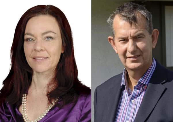 Clare Bailey from the Greens and  
Edwin Poots, DUP