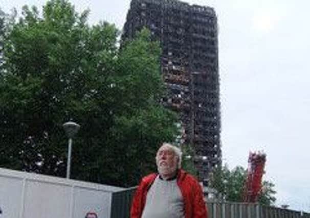 Dr Tom Woolley, who is an independent expert on construction materials and was Professor of Architecture at Queens University Belfast, at Grenfell Tower in the aftermath of the fire disaster there