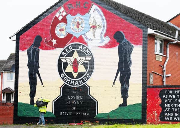Red Hand Commando mural in the Shankill area of north-west Belfast