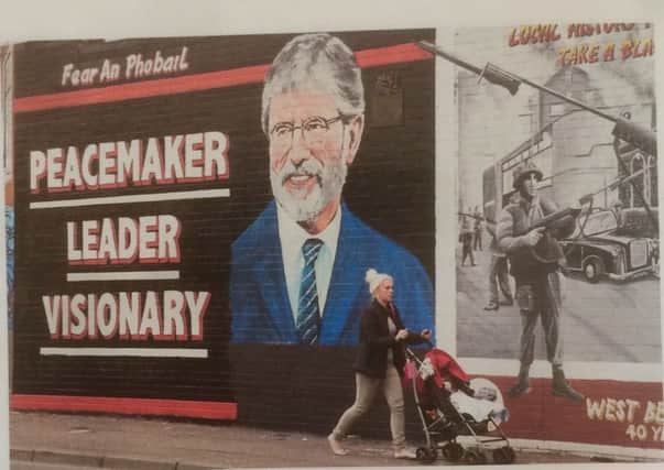 A Belfast mural of Gerry Adams, that appears in the new book on the Sinn Fein president by Malachi ODoherty
