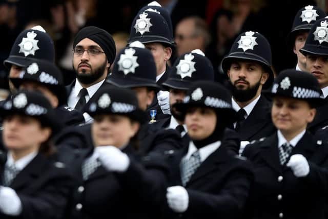 New Metropolitan Police officers during their passing-out parade at the Police Academy in Hendon, London in April. Police officers have helped keep us safe from terror and need to be well rewarded, as they are when it comes to pensions