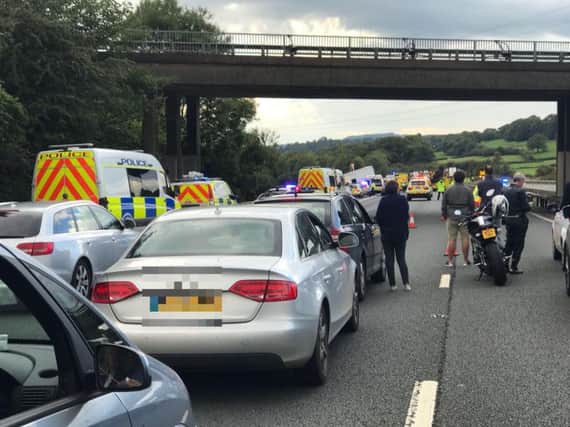 The scene on the M5 motorway after four people died following a crash involving several vehicles.
