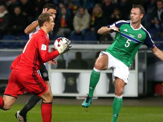 Germany goalkeeper Manuel Neuer in action against Northern Ireland in 2016.