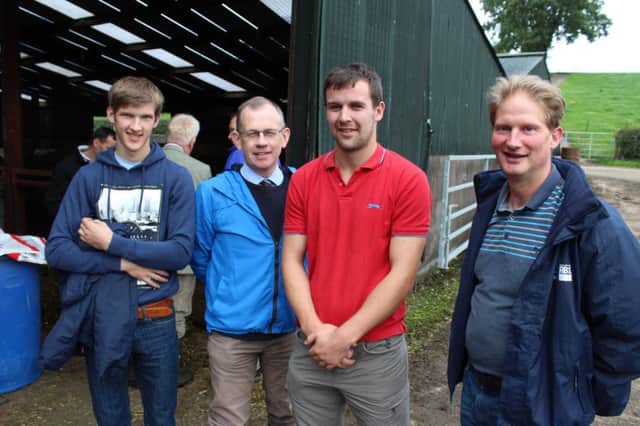 Chatting at the recent Dry Cow Management Farm Walk are Mark Tinsley, Dromara; Alan Hopps, DAERA; Thomas Johnston, host and Geoffrey Tinsley, Dromara