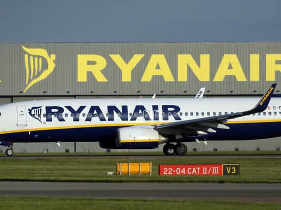 File photo dated 15/06/15 of a Ryanair plane at Stansted Airport, as some Ryanair passengers who re-booked flights after the airline announced mass cancellations have reported having to pay again if they had chosen to pick seats or take hold luggage