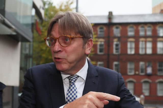The European Parliament's chief Brexit negotiator, Guy Verhofstadt, on Ormeau Avenue in Belfast at the start of a two day fact-finding mission.
