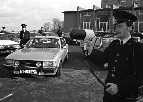 RUC officers with radar traps (for catching speeding motorists) in November 1980.