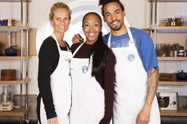 Ulrika Jonsson, Angellica Bell and Dev Griffin, who are this year's Celebrity MasterChef finalists