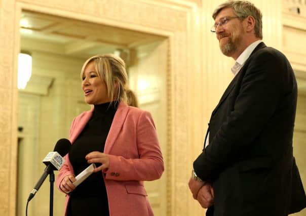 Sinn Fein's northern leader, Michelle O'Neill and party colleague John O'Dowd
. They were two of the 19 Stormont candidates in the party, a majority of them, whose knowledge of Irish was limited to words and phrases