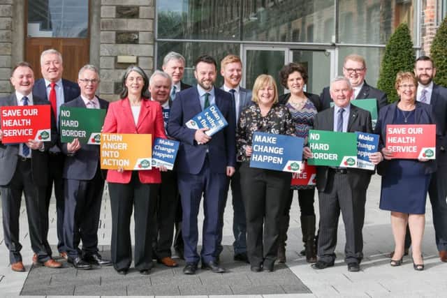 SDLP Stormont candidates at a manifesto Launch in February.

In a survey, only one candidate had fluency in Irish; one had near fluency. Two candidates boasted conversational ability and 17 stated they had words and phrases. Picture: Philip Magowan / PressEye