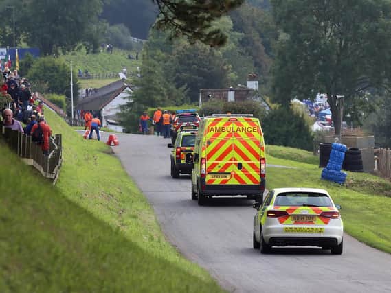 Twelve people were injured, three seriously, after two separate crashes at the Scarborough Gold Cup races on Sunday in North Yorkshire.