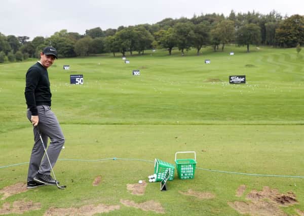 Northern Ireland's Rory McIlroy on the chipping range ahead of the British Masters at Close House Golf Club, Newcastle.