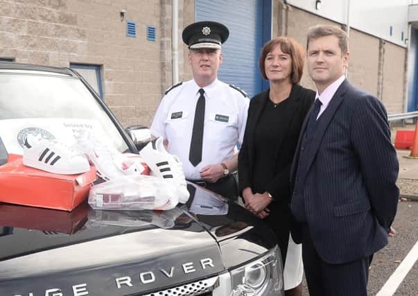 PSNI Chief Constable George Hamilton,  Lynne Owens, director general National Crime Agency, and Simon York of HM Revenue and Customs during  last weeks first update on the work of the task force