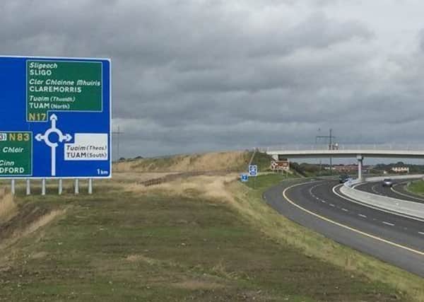 A section of the Gort to Tuam motorway, the M17 in southwest Ireland. The road, which opened on September 17 2017, completes an uninterrupted stretch of motorway in the west of the Republic from south of Limerick to well north of Galway, a stretch of almost 80 miles. One day the road might link into what will in effect be a loop motorway around Ireland. Image from RTE website