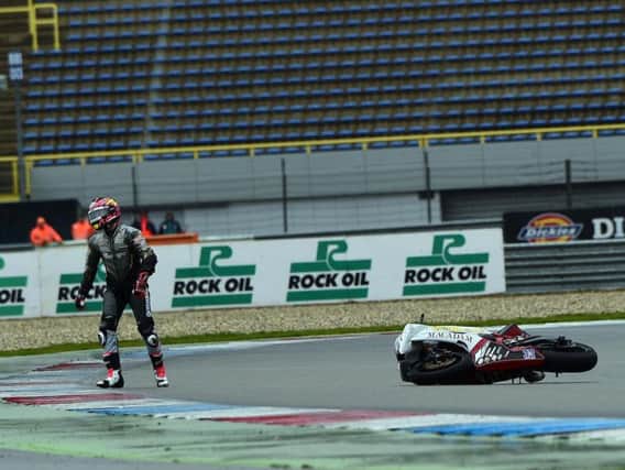 Keith Farmer crashed out on the opening lap of the British Supersport Sprint race at Assen.