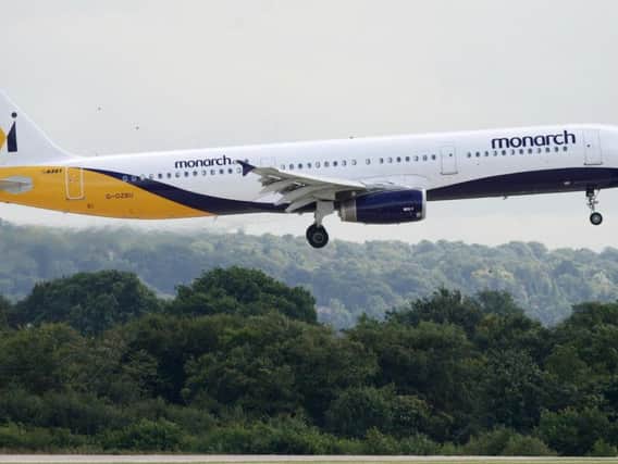 File photo of a Monarch plane. Ministers have been accused of "sitting on their hands" while airline Monarch went bust as an operation to repatriate 110,000 travellers was launched. PRESS ASSOCIATION