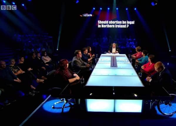 BBC Northern Ireland's Top Table on Wednesday, hosted by Stephen Nolan, in which guests debated abortion