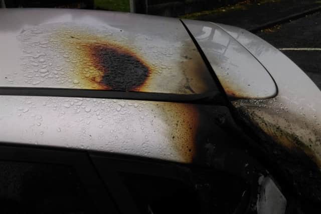 The car was extensively damaged by the blaze.