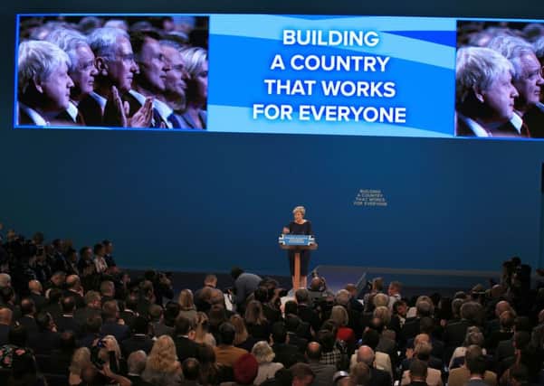 Prime Minister Theresa May delivers her keynote speech at the Conservative Party Conference at the Manchester Central Convention Complex in Manchester. The conference ranged from many fringe meetings to major speeches. Photo: Peter Byrne/PA Wire