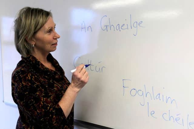 Linda Ervine in an Irish language class. Picture by Brian Thompson / Presseye.com
