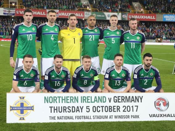 The Northern ireland team who face Germany in the World Cup Qualifier at The National Stadium on 5 October 2017