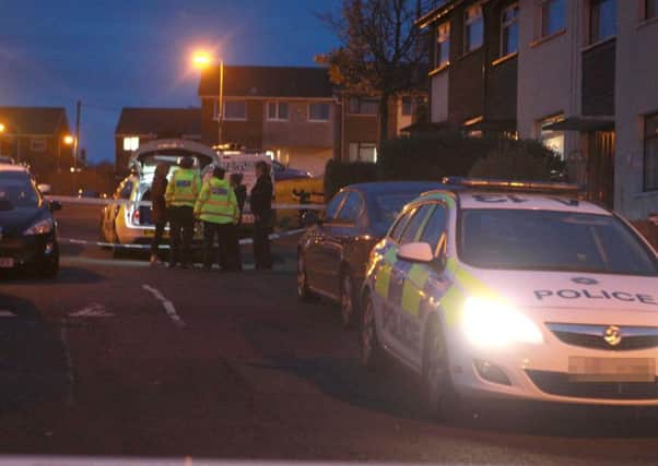 Police at the scene in Glengormley. Photo: Pacemaker